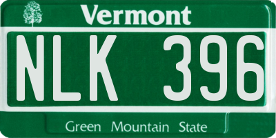 VT license plate NLK396