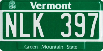VT license plate NLK397