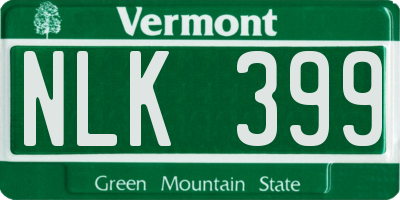 VT license plate NLK399