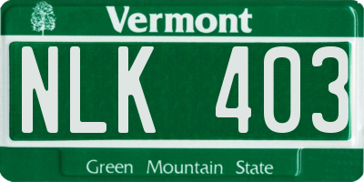 VT license plate NLK403