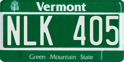 VT license plate NLK405