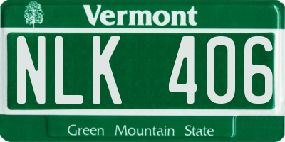 VT license plate NLK406