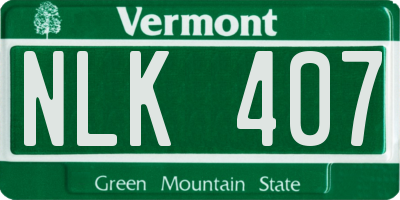 VT license plate NLK407