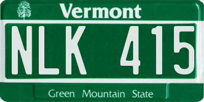 VT license plate NLK415