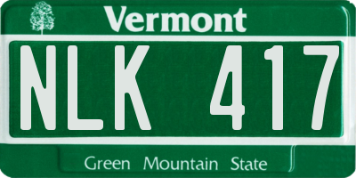 VT license plate NLK417