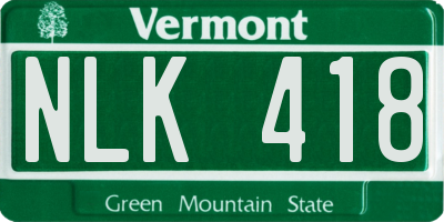 VT license plate NLK418