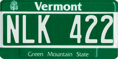 VT license plate NLK422