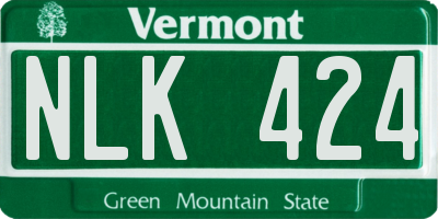 VT license plate NLK424