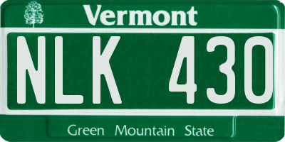 VT license plate NLK430