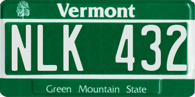 VT license plate NLK432