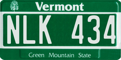 VT license plate NLK434