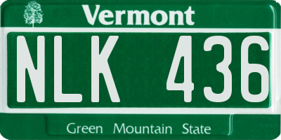 VT license plate NLK436