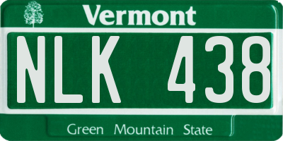 VT license plate NLK438