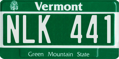 VT license plate NLK441