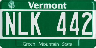 VT license plate NLK442