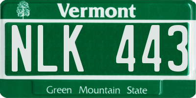 VT license plate NLK443