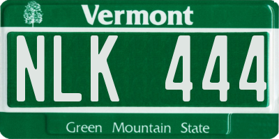 VT license plate NLK444