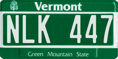 VT license plate NLK447