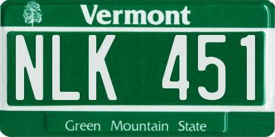 VT license plate NLK451