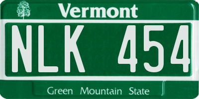 VT license plate NLK454