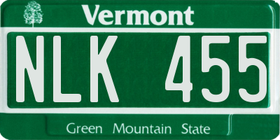 VT license plate NLK455