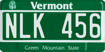 VT license plate NLK456