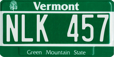 VT license plate NLK457