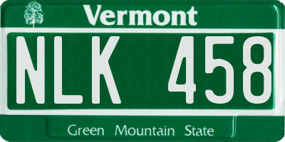VT license plate NLK458
