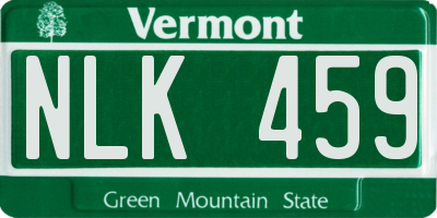 VT license plate NLK459
