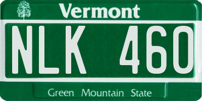 VT license plate NLK460