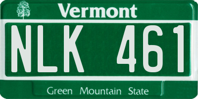 VT license plate NLK461