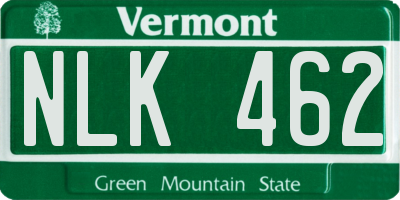 VT license plate NLK462