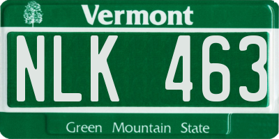 VT license plate NLK463