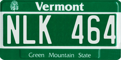 VT license plate NLK464