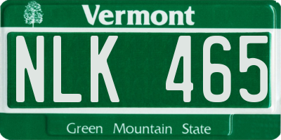 VT license plate NLK465