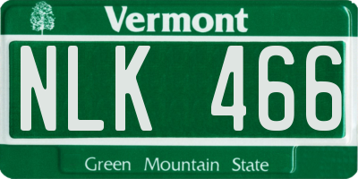 VT license plate NLK466