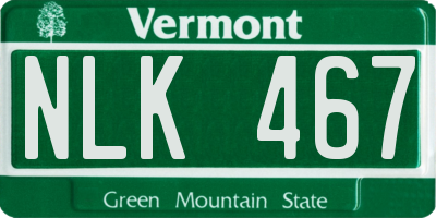 VT license plate NLK467
