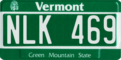 VT license plate NLK469