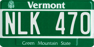 VT license plate NLK470