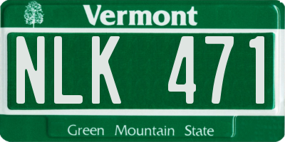 VT license plate NLK471