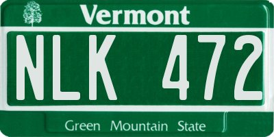 VT license plate NLK472