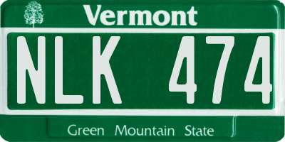 VT license plate NLK474