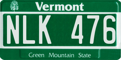 VT license plate NLK476
