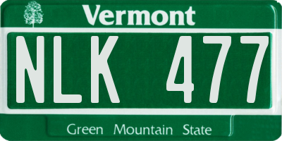 VT license plate NLK477