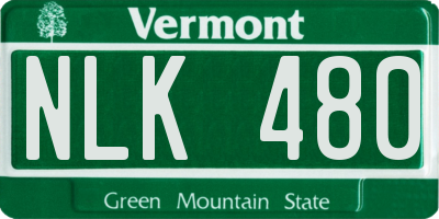 VT license plate NLK480