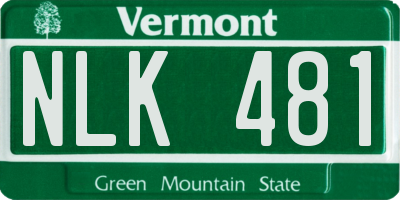 VT license plate NLK481