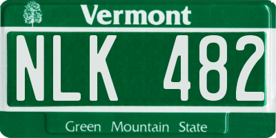 VT license plate NLK482