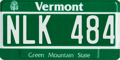VT license plate NLK484