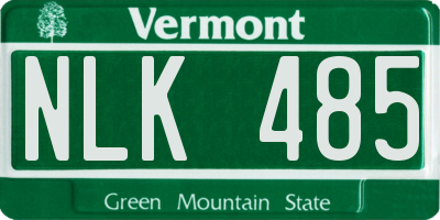 VT license plate NLK485
