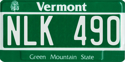 VT license plate NLK490